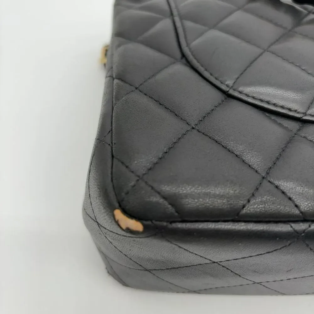 CHANEL Black Quilted Lambskin Shoulder Bag